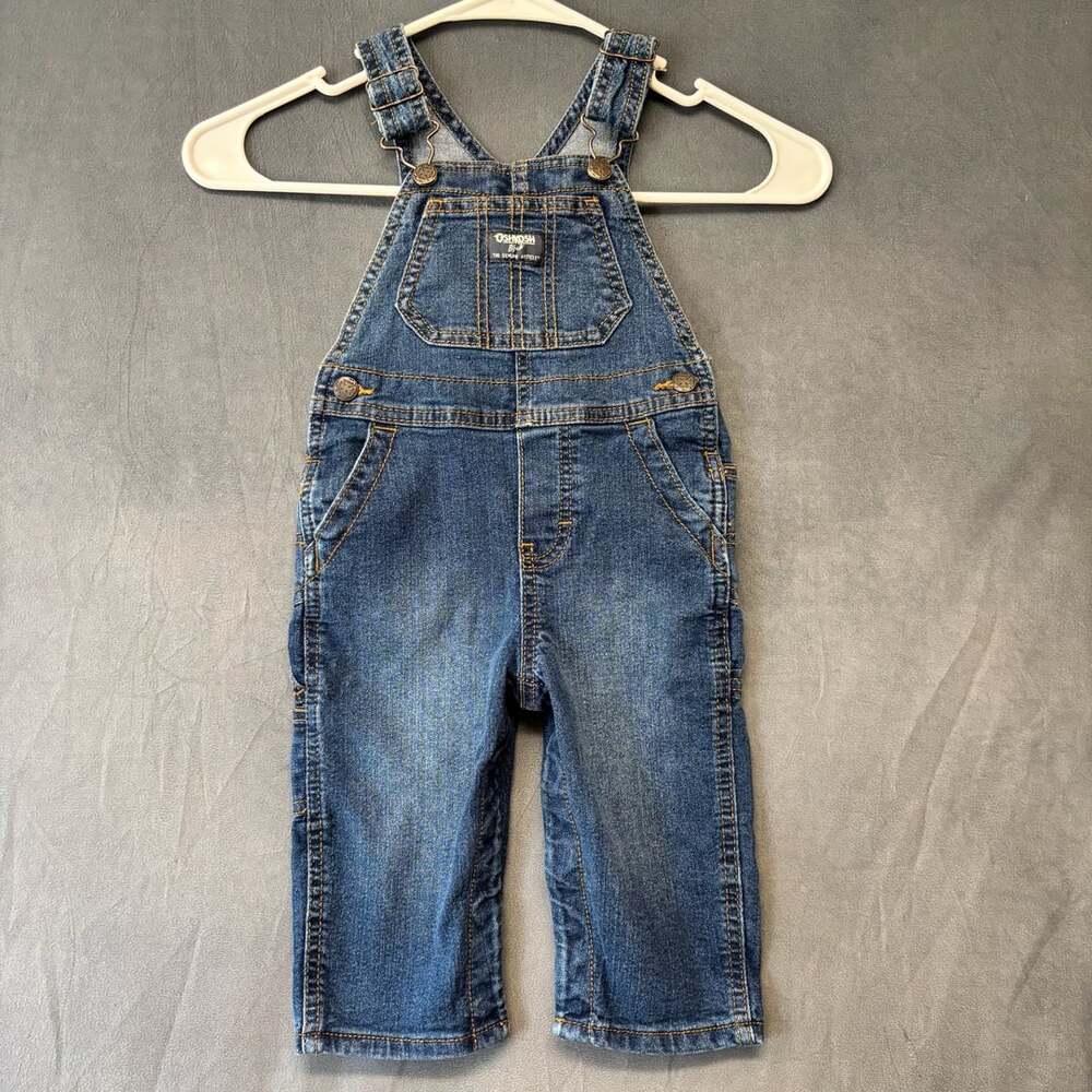 OshKosh B'gosh Denim Overalls Size 18M Blue Cotton Rockabilly Country Farm